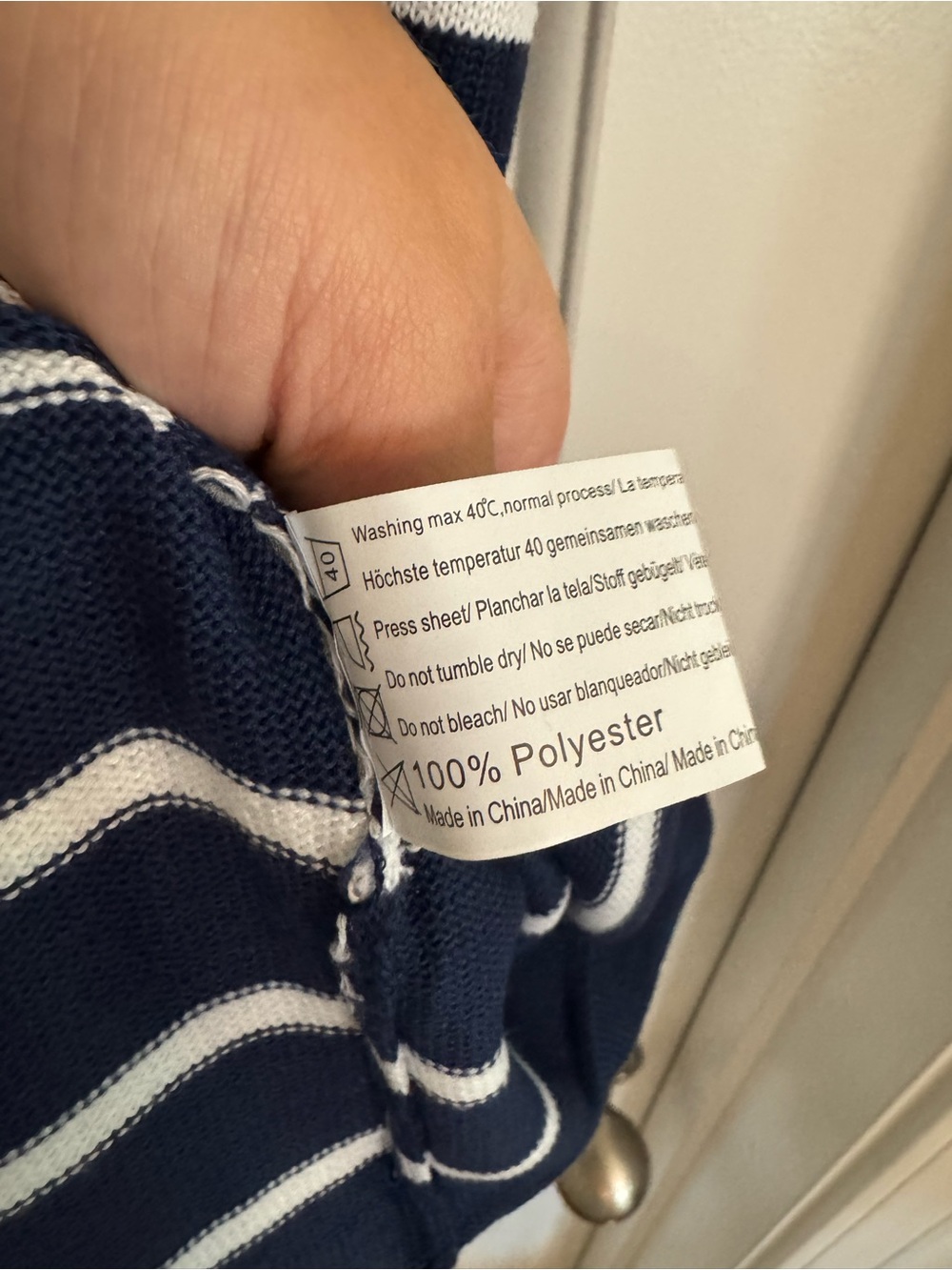 EKOUAER Navy White Striped Knit Cap Sleeve Sweater Top M - Picture 4 of 6